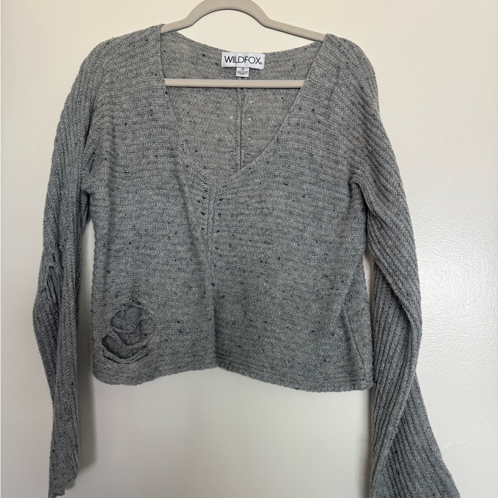 Wildfox Heather Gray V-Neck Sweater